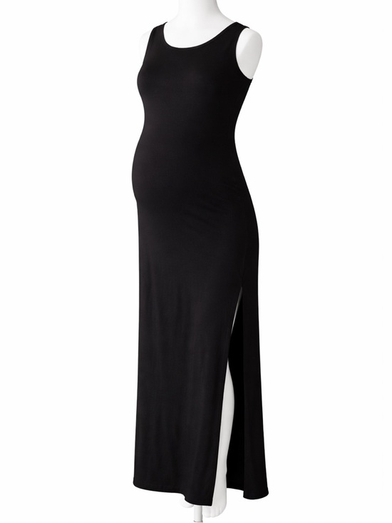 Old Navy Dresses & Skirts - Old Navy Black Maxi Maternity Dress with Slit size medium